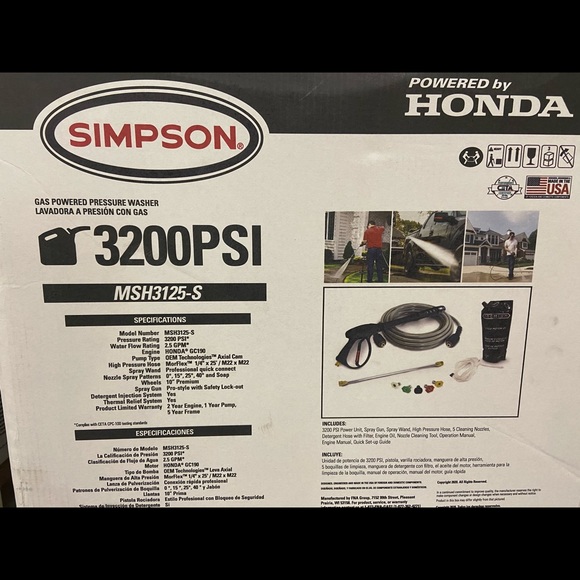 3200 PSI gas powered pressure washer by Honda - Picture 1 of 2